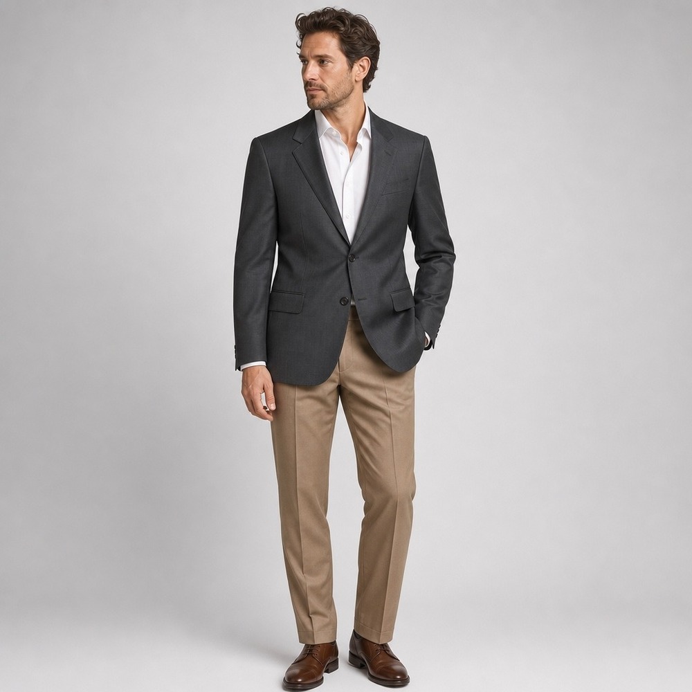 Hart Schaffner Marx Dillard's Mens 44R Blazer Pure New Wool Glen Plaid Charcoal - Picture 16 of 16